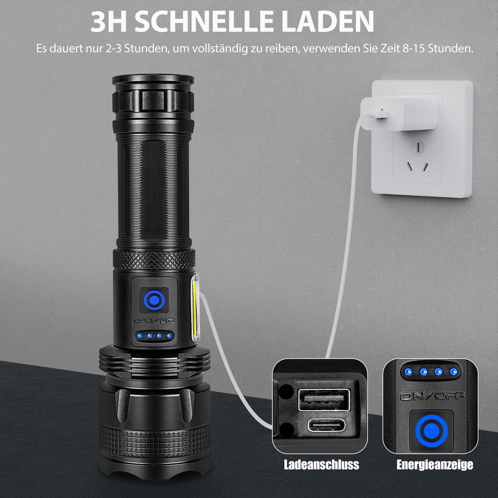 ZEUSFIRE Taschenlampe LED, 2 Stück 100.000 Lumen Extrem Helle Taschenlampe mit 7 Lichtmod & IPX7 Wasserdicht, Taktische Taschenlampen Für Camping, Wandern