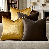 Vista 16 de GIGIZAZA Fundas de almohada decorativas de terciopelo champán, fundas de almohada para sofá (20 x 20 pulgadas, 4 unidades, champán)