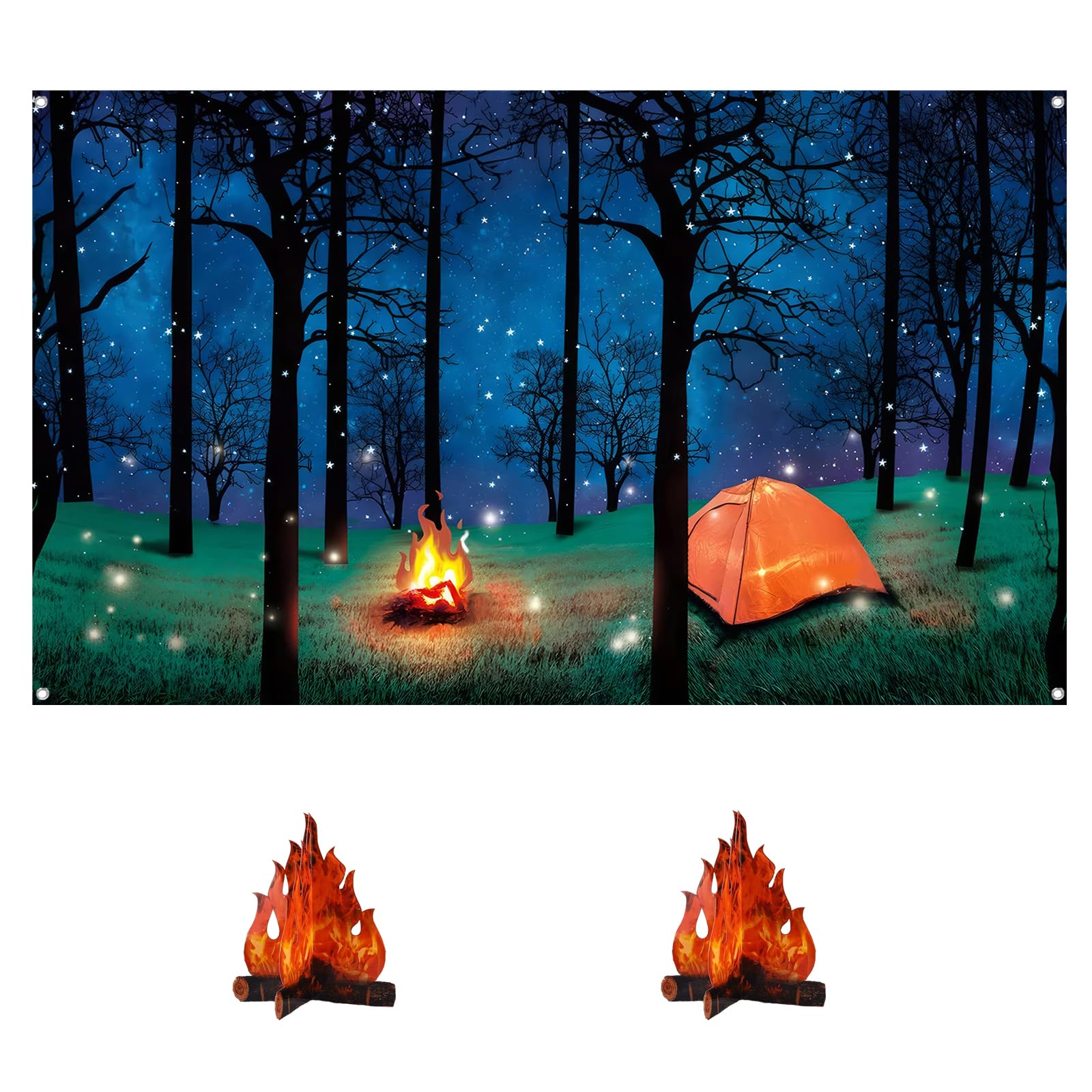 Camping-Hintergrund 3x2,4 M – Wald- Und Sternenhimmel-Motiv Für Fotos & Party-Deko