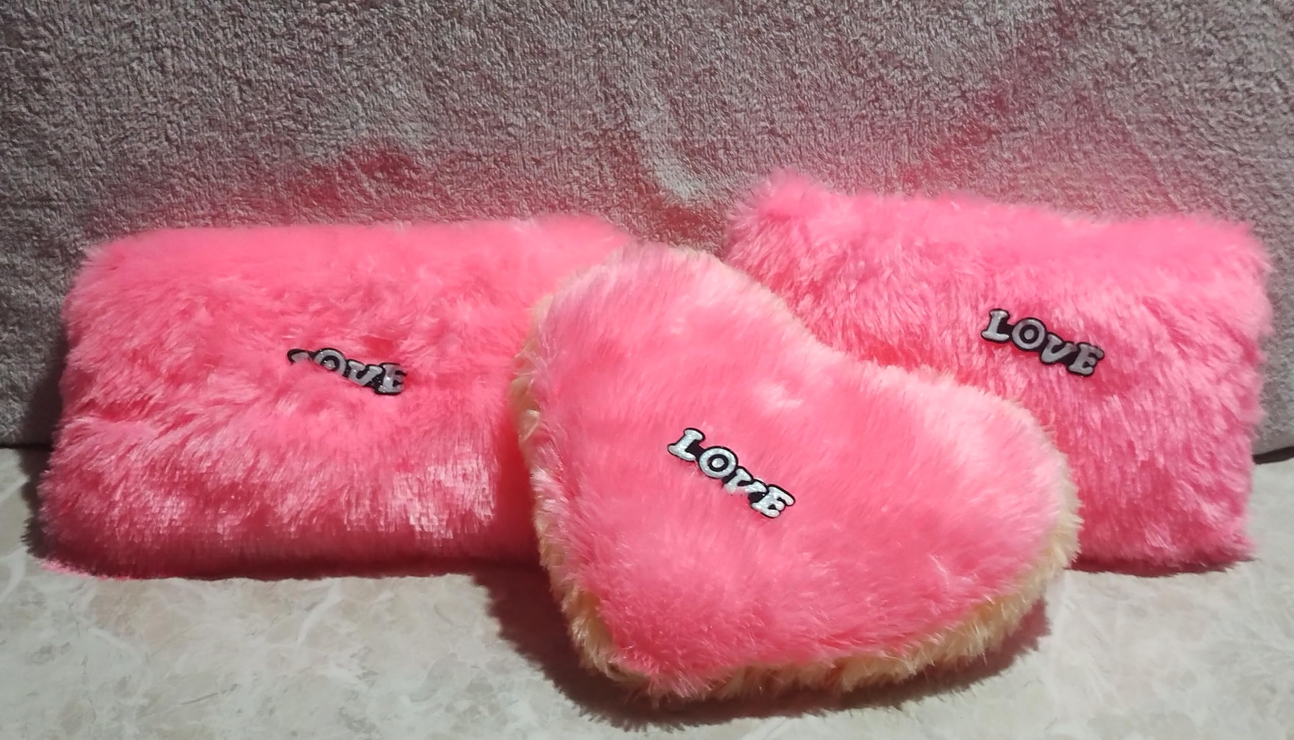 Soft Toy Pillow Stuffed Plush Pink far Cushion Pillow Love far Soft Plush Square Shape/Heart Shape Pillow -28 cm Set-2 Pink far Cushion Pillow