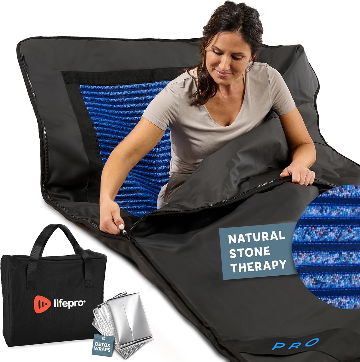 LifePro Infrared Sauna Blanket for Detox & Relaxation – Portable Far Infrared at Home Sauna for Detox, Muscle Tension Release, and Recovery – RejuvaWrap Series with Adjustable Heat Settings