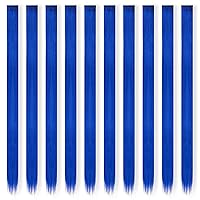 Vista 2 de FESHFEN Extensiones de Cabello con Clip de Colores - 10 PIEZAS Mechón de Cabello con Reflejos Azul Oscuro Extensiones Sintéticas Lisas con Clip