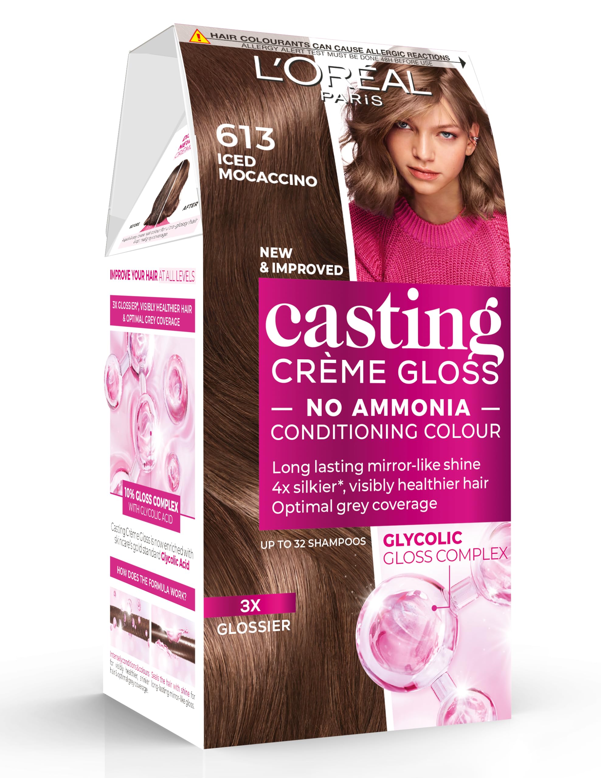 L’Oréal Paris Casting Crème Gloss Semi-Permanent Hair Dye, 613 Moccachino
