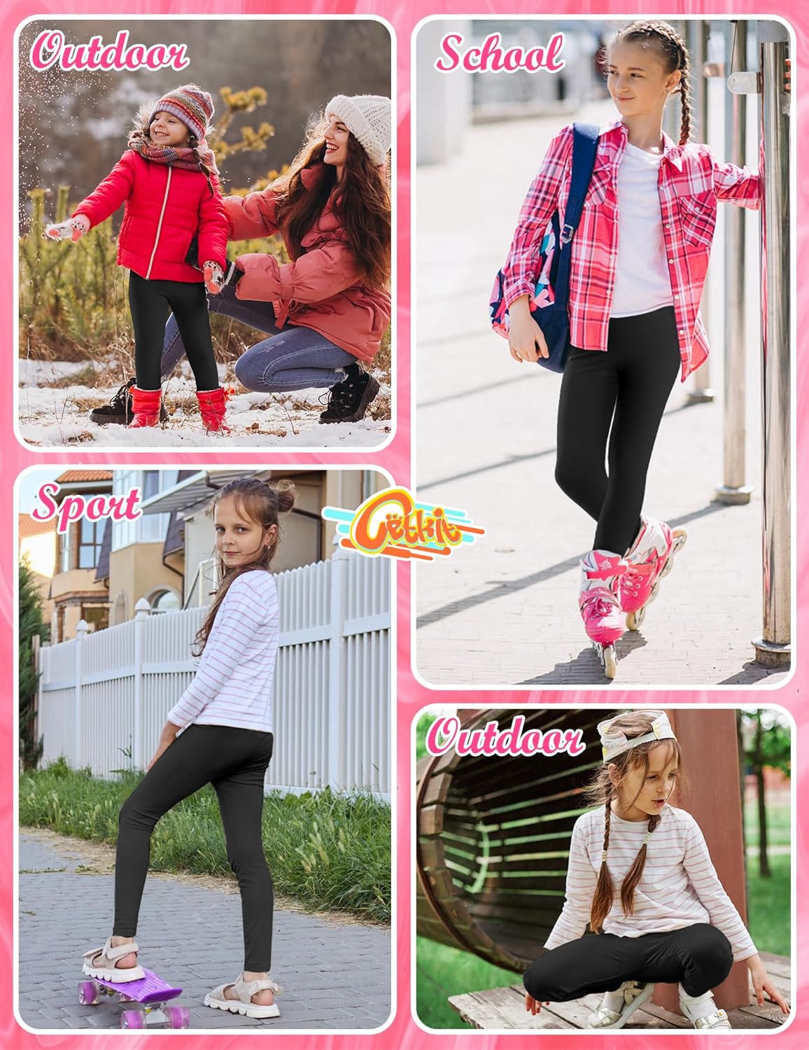 Girls Leggings - Soft Toddler Pants, Ankle Length Cotton with Great Softness, Black, 4T - Image 5