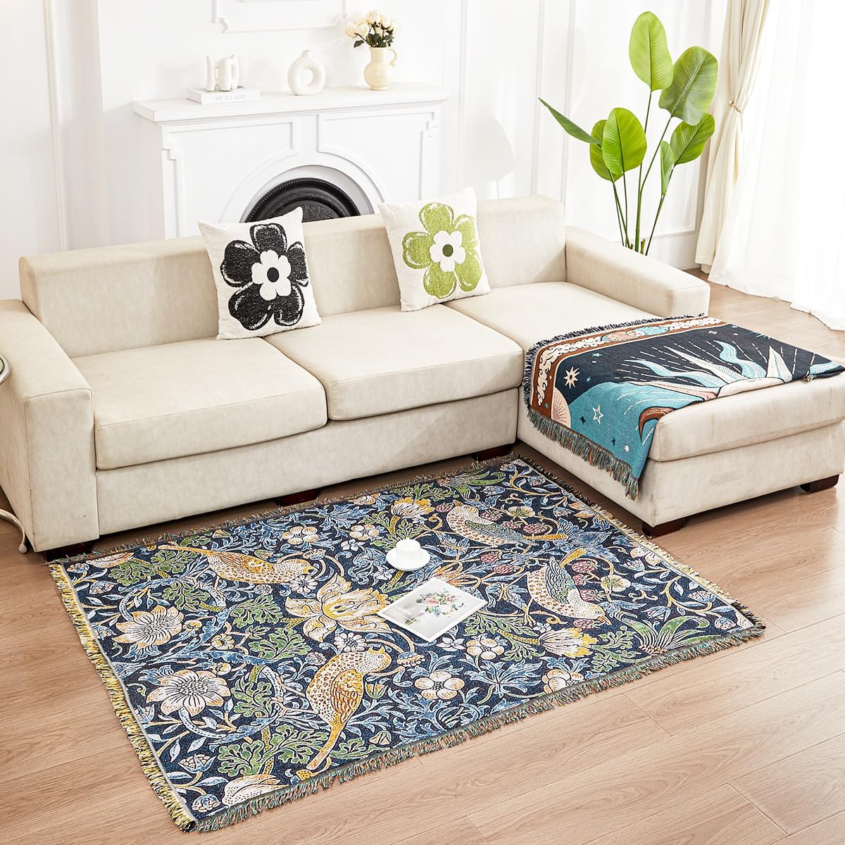 Erke Chair Recliner Cover Boho Throw Blanket Hippie Room Decor Wall Tapestry Outdoor Picnic Camping Rug Mattress Beach Towel Sofa Furniture Slipcover Bohemian 50”x70” The Bird and Strawberry - Image 6