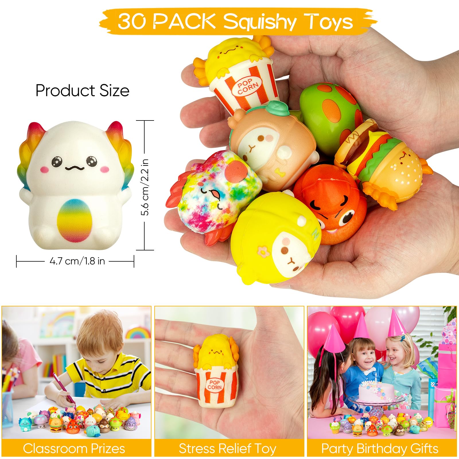 yuechen 30 Squishy Antistress Gadget Compleanno Bambini,Animali Kawaii Squishy | Regalini Fine Festa Compleanno | Gadget Compleanno Bambina e Bambino | Rimbalzo Lento Alleviare Stress - 3