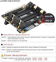 Vista 5 de Geekworm Raspberry Pi 4 UPS con adaptador de corriente, X728 (máximo 5.1V 6A) UPS y placa de administración de energía + adaptador de corriente tipo