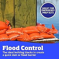 Vista 4 de DURASACK Bolsas de arena resistentes con cuerdas de amarre, bolsas de arena vacías tejidas de polipropileno para control de inundaciones con 1600