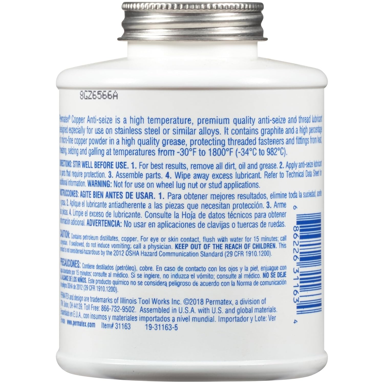 Permatex 31163 Copper Anti-Seize Lubricant, 1 lb