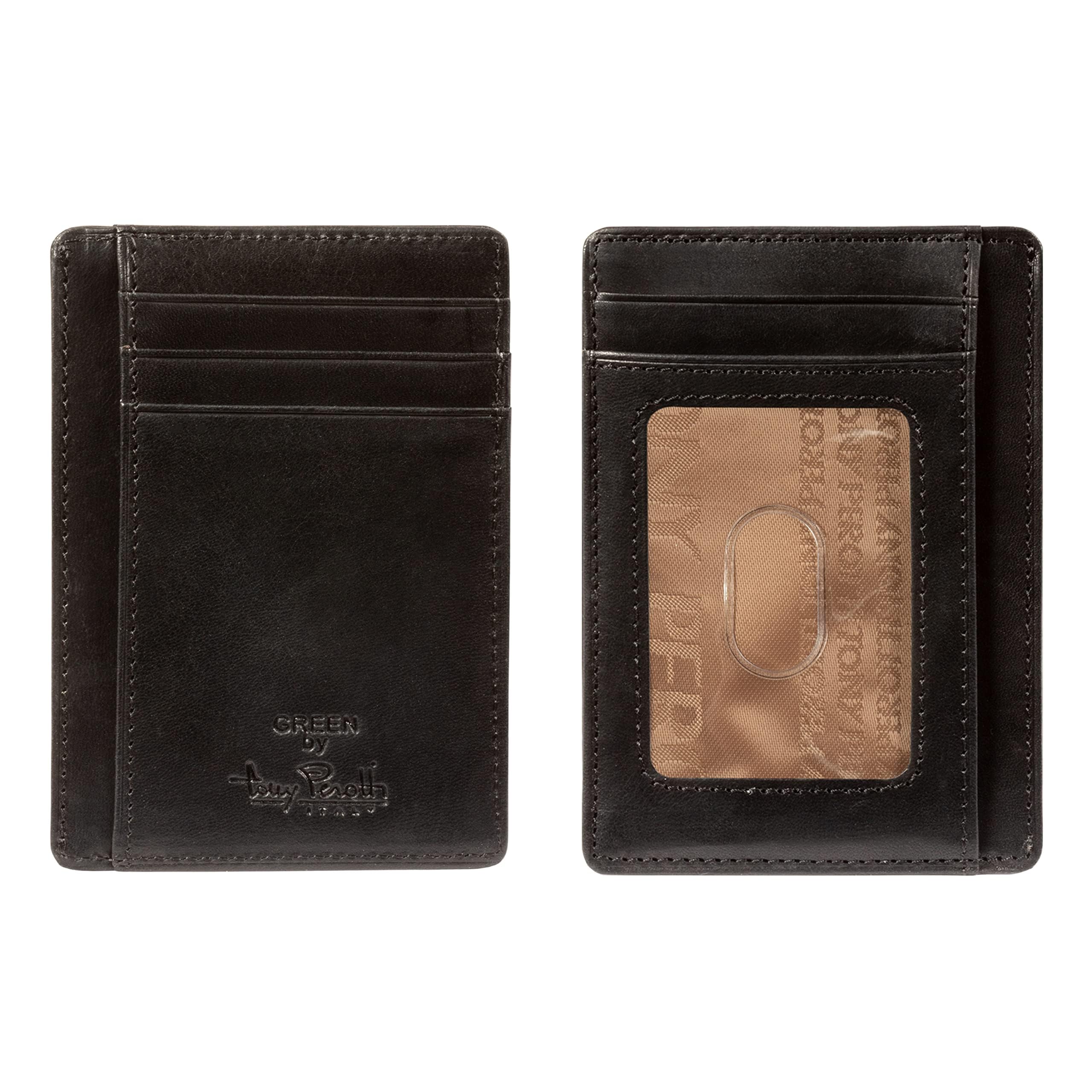 Tony Perotti Portafoglio Uomo In Pelle Italiena Pieno Fiore | Bifold Sottile Con RFID | 4 Slot E Linguetta Rapida | Concia Vegetale Eco - 3