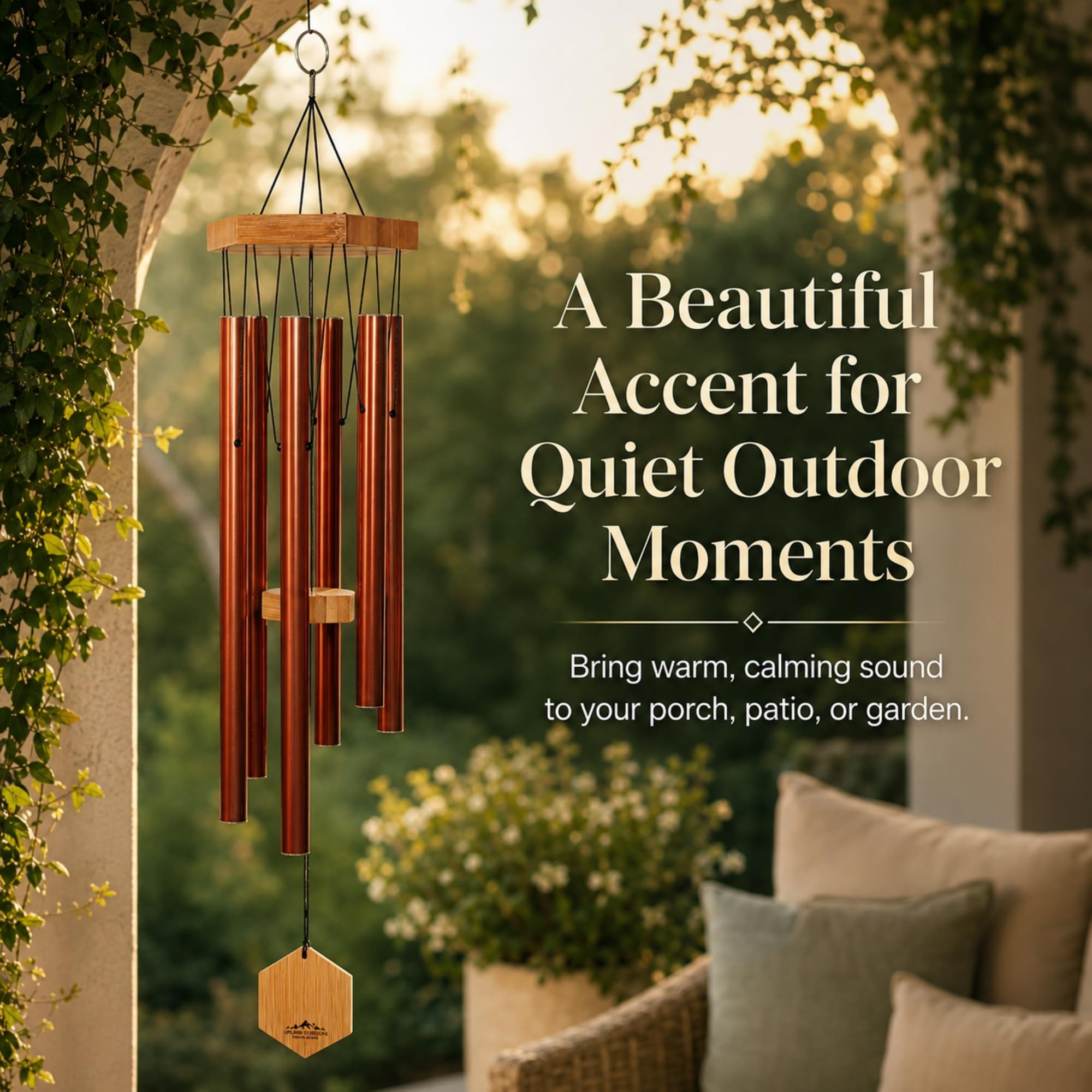 UpBlend Wailua - Campanelli a vento in rame rosso da 73,7 cm per esterni, decorazioni per casa, patio, cortile e giardino, campanelli a vento in rame per esterni, regalo di simpatia, regalo di