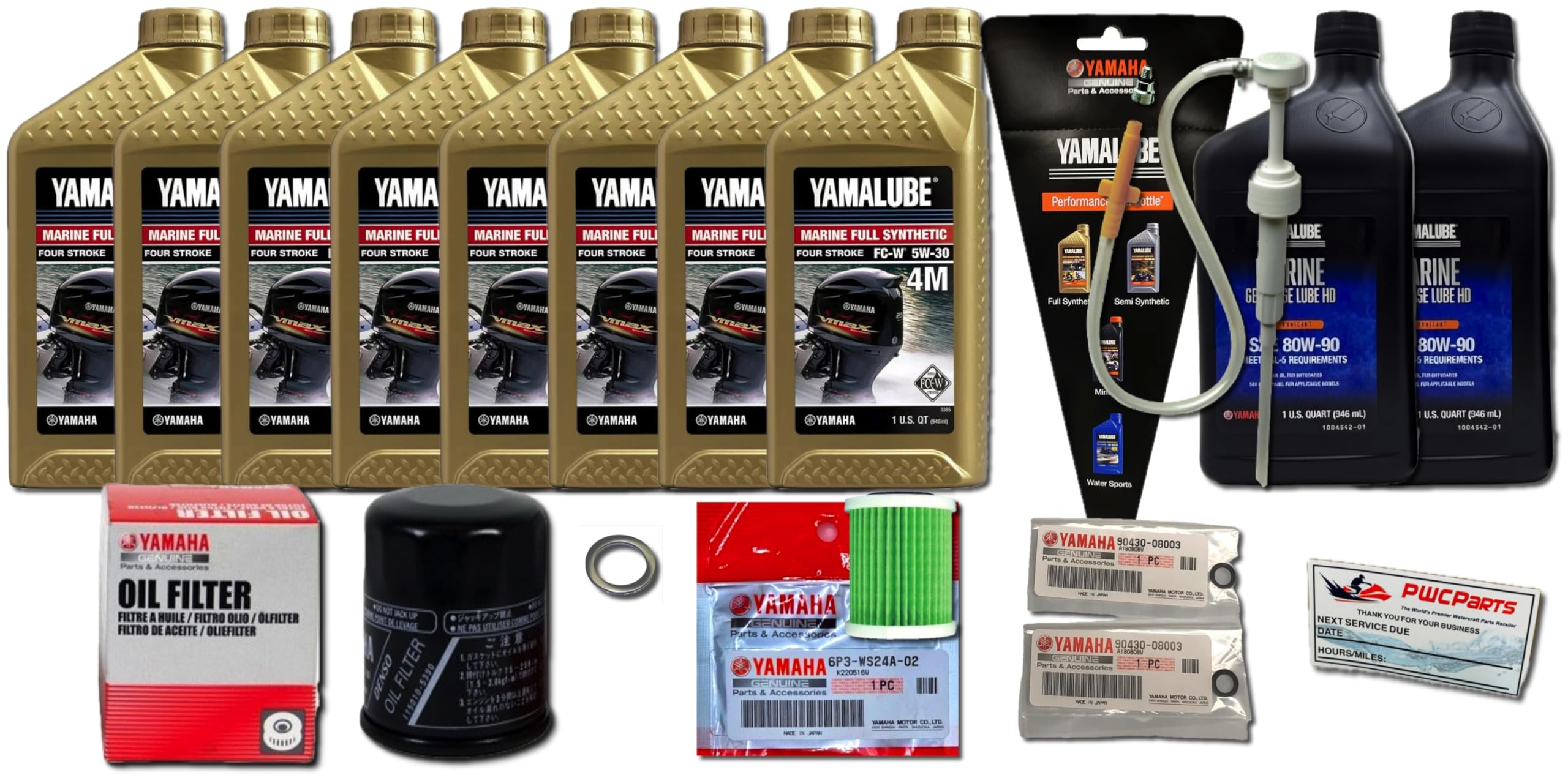 YAMAHA SHO VMAX V6 250 225 200 VF250 VF200 VF225 4.2L Outboard 4-Stroke Oil Change & Maintenance Kit Oil Filter Fuel Filter Lower Unit Gear Lube HD Kit Gaskets & More