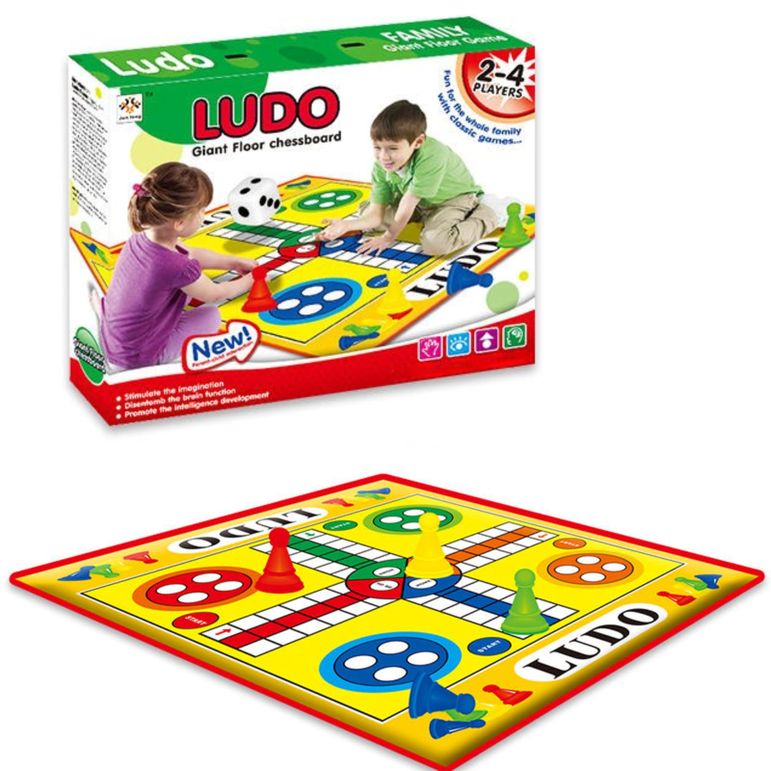 Ludo Giant Floor Game - Family Fun for 2-4 Players - Large 92x70cm or Medium 70x54cm Size - Educational Game for Kids & Adults (2018-12)