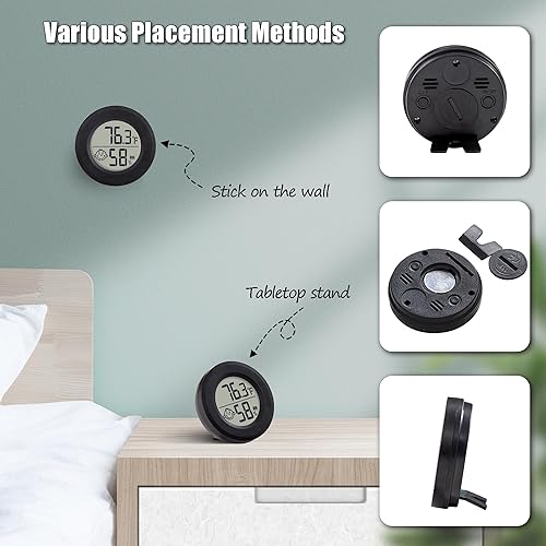 Miniatura 5 de Mini higrómetro digital pequeño, medidor higrómetro con botones CF y encendidoapagado, monitor de medidor de humedad interior con sensor de medidor