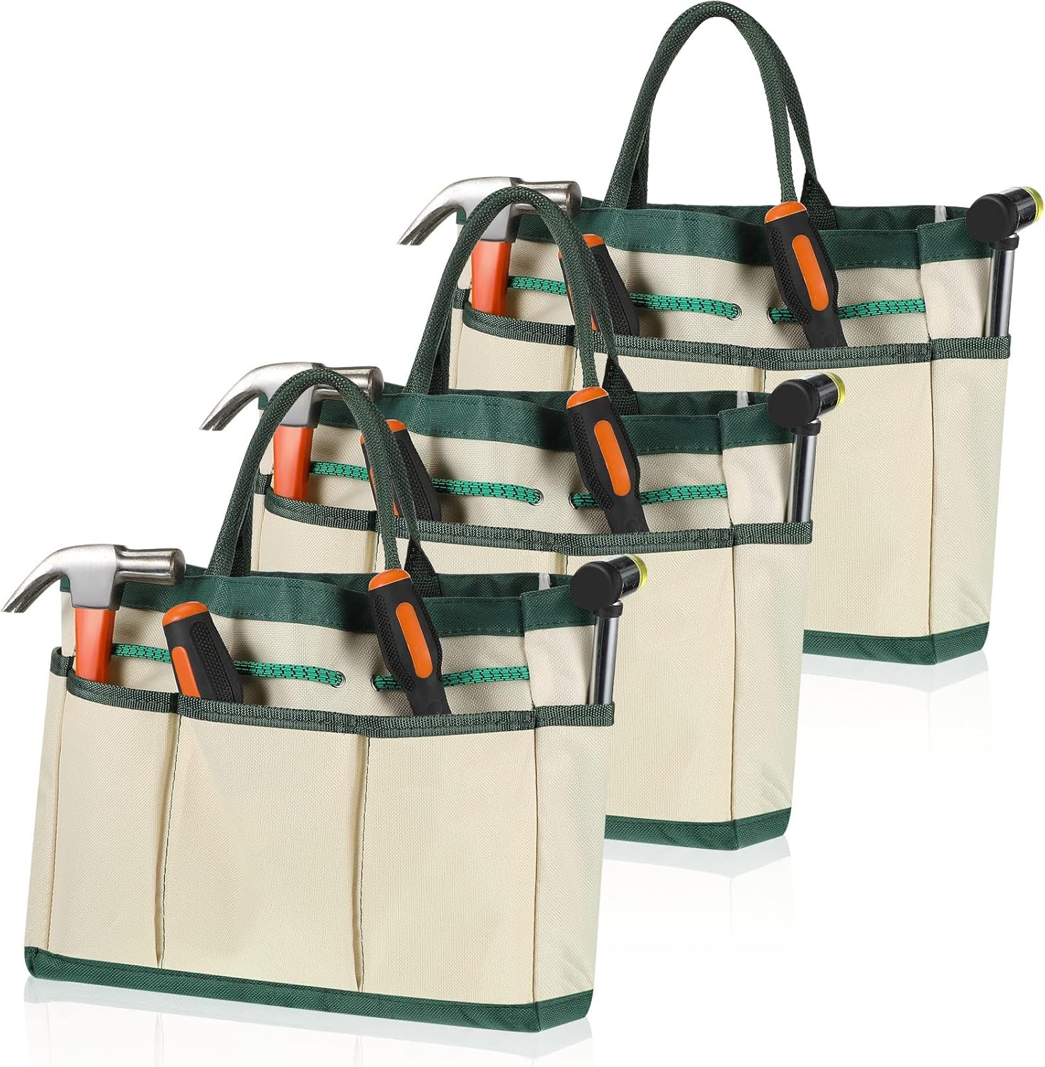 3 Pieces Canvas Garden Tote Bags, Gardening Tools Bag Roomy