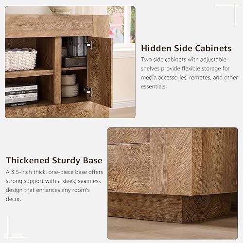Miniatura 6 de OKD Moderno soporte de TV de 70 pulgadas, centro de entretenimiento para televisores de hasta 80 pulgadas, consola multimedia con gran Nuudoso