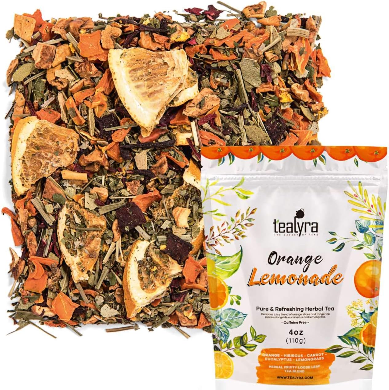 Tealyra - Orange Lemonade - Hibiscus - Eucalyptus - Lemongrass - Herbal Fruity Loose Leaf Tea Blend - VitaminsRich - Boost Immune System- 100% Natural – Hot and Iced - Caffeine-Free - 110g (4-ounce)