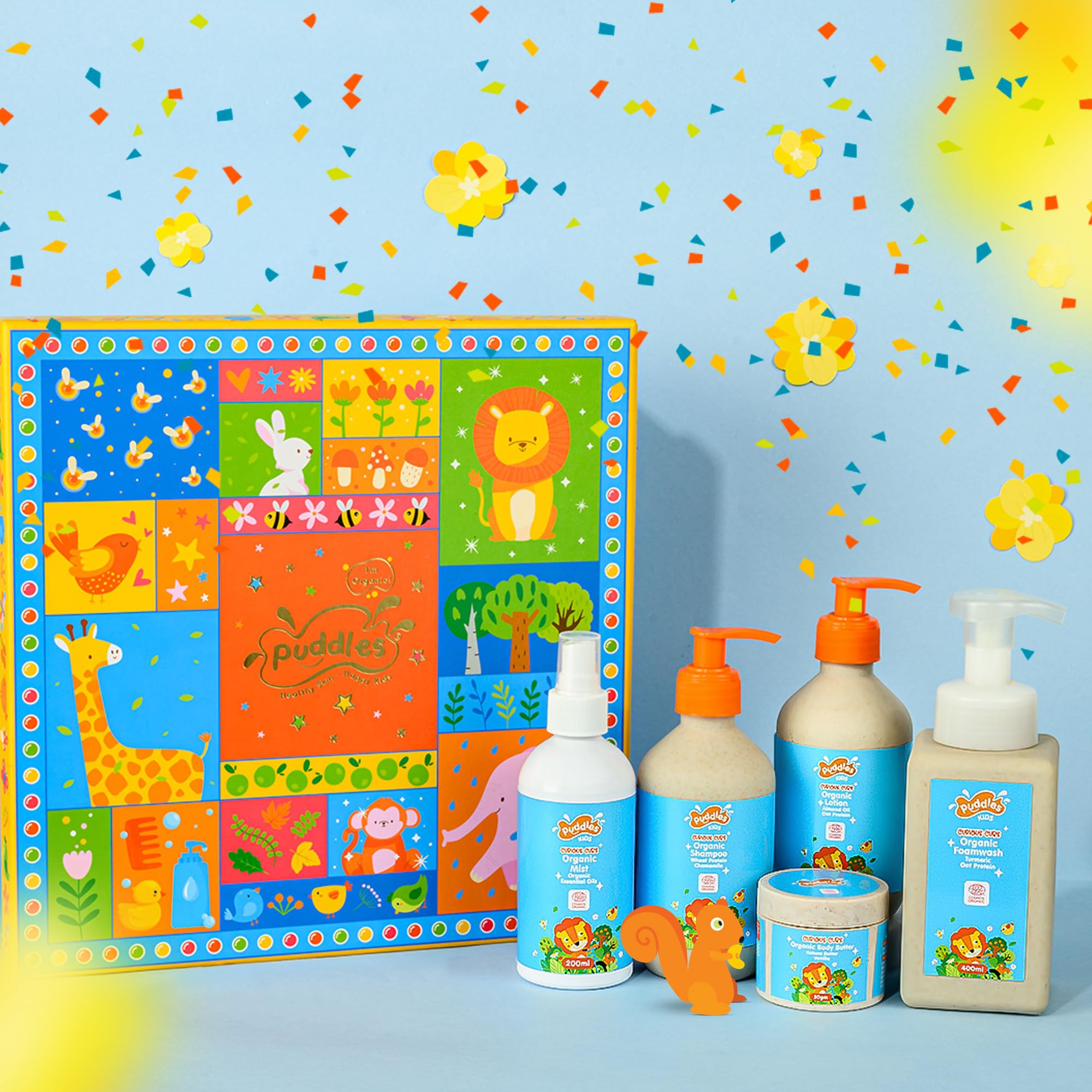 Puddles Organic Celebration Gift Box For Kids | Set of 5 | Cub Riders - Age 2+ Years | Turmeric, Wheat protein Chamomile, Oat Protein, Almond Oil | Tear-Free, pH Balanced-picture-32
