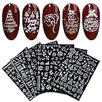 9 Sheets Merry Christmas Nail Art Stickers Decals Self-Adhesive Holiday Snowflakes Laser Silver Snowman Bell Nail Supplies Nail Art Design Decoration Accessories