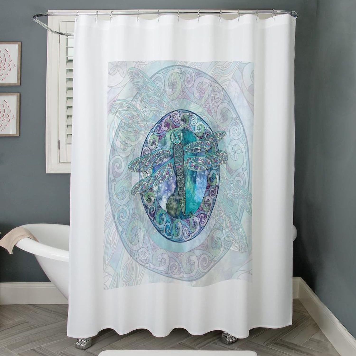 CafePress Cool Celtic Dragonfly Decorative Fabric Shower Curtain