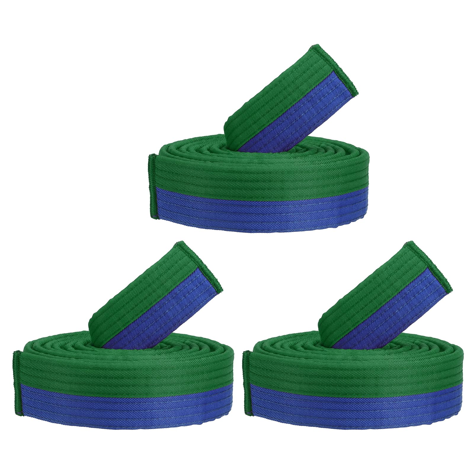PATIKIL Cinturón de Ranking de Taekwondo de Colores Paquete de 3 1.6" x7Ft 2.2M Cinturones de Artes Marciales de Poliéster Judo Karate para Enseñanza de Entrenadores Verde y Azul