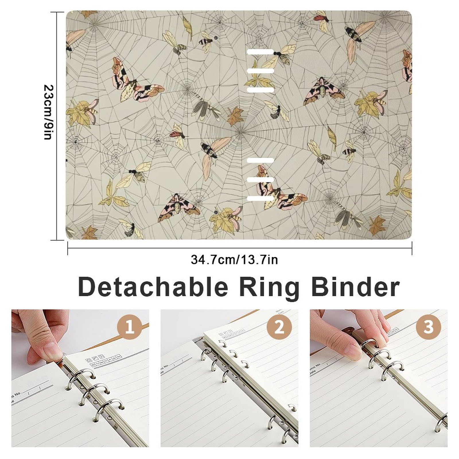 Amazon | ルーズリーフ蜂 トンボの蝶 蜘蛛の巣 クモ柄