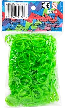 Rainbow Loom Jelly Collection Lime Green Rubber Bands with 24 C-Clips 600 Count