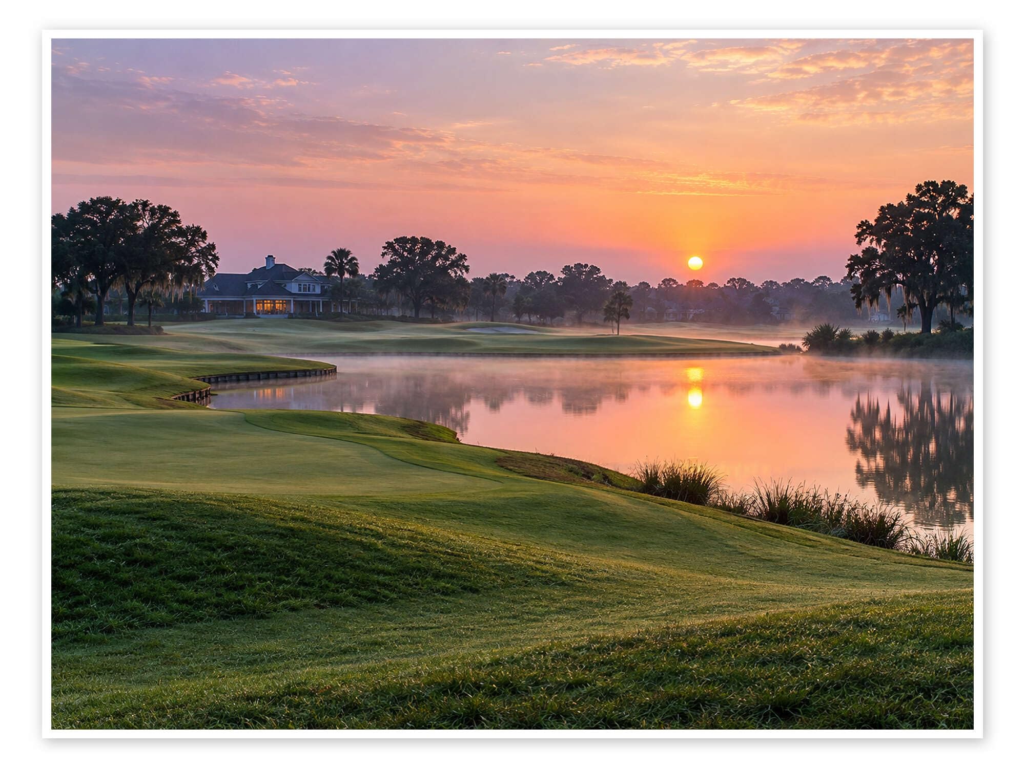 Golf course at dusk Plakat
