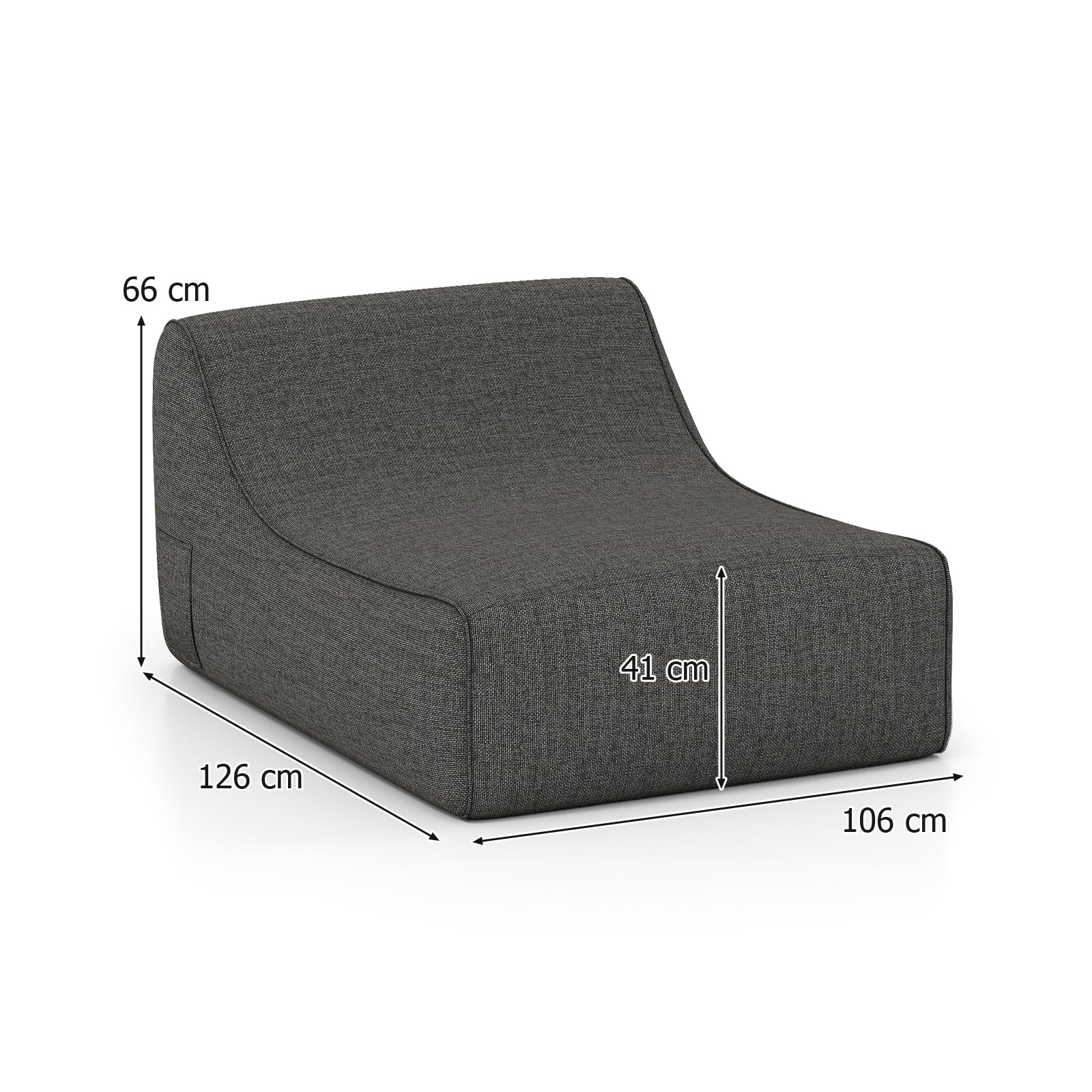 GOPLUS Chaise Longue Gonflable, Canapé Gonflable 1 Place Forme L avec Housse Amovible, Fauteuil Pliable Portable pour Salon, Bureau (106x126x66CM|1 Place,Gris)