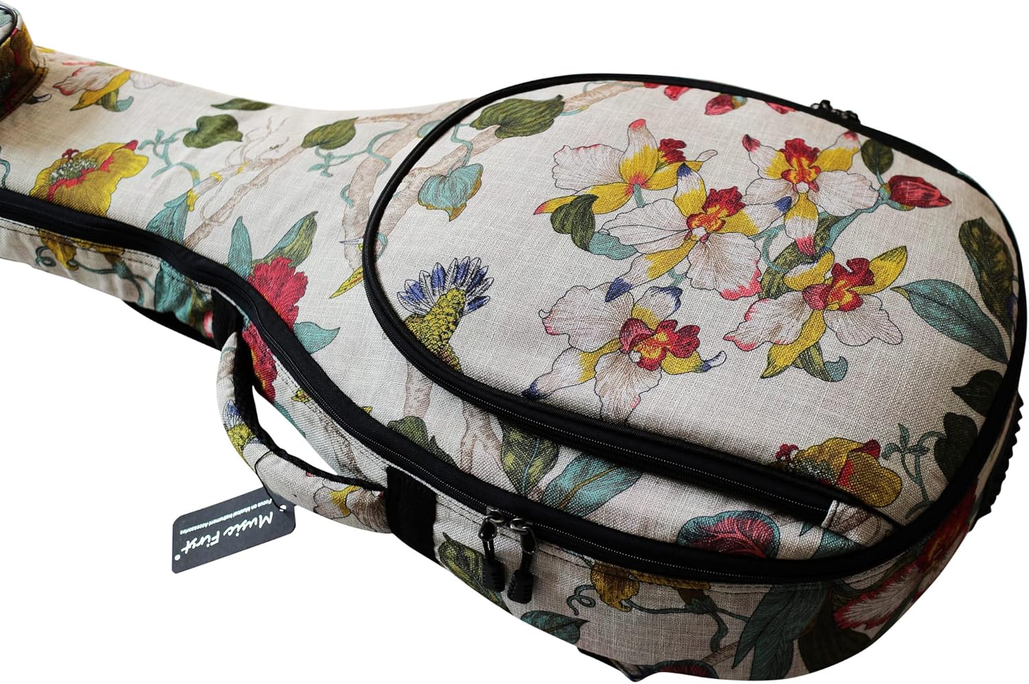 MUSIC FIRST Original Design 0.65" (16mm) Thick Padded Linen American Pastoral Style 5-string Banjo Case, Banjo Gig Bag (Fit for Overall Length 38 inch / 96~97cm Full Size Banjo)