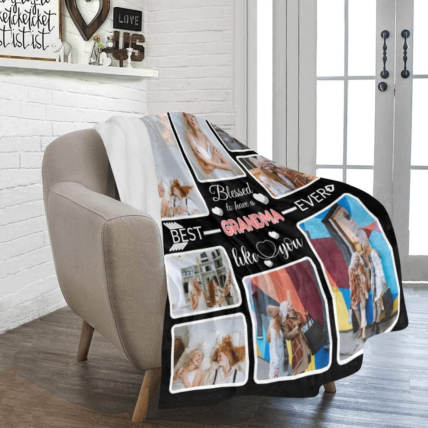 Custom Blanket Gifts for Grandma, Customized Blankets with Photos, Make a Personalized Bed Throws to My Grandma, Custom Souvenir Throw Blanket for Best Grandma Ever, 8 Collages Made in USA - Image 7