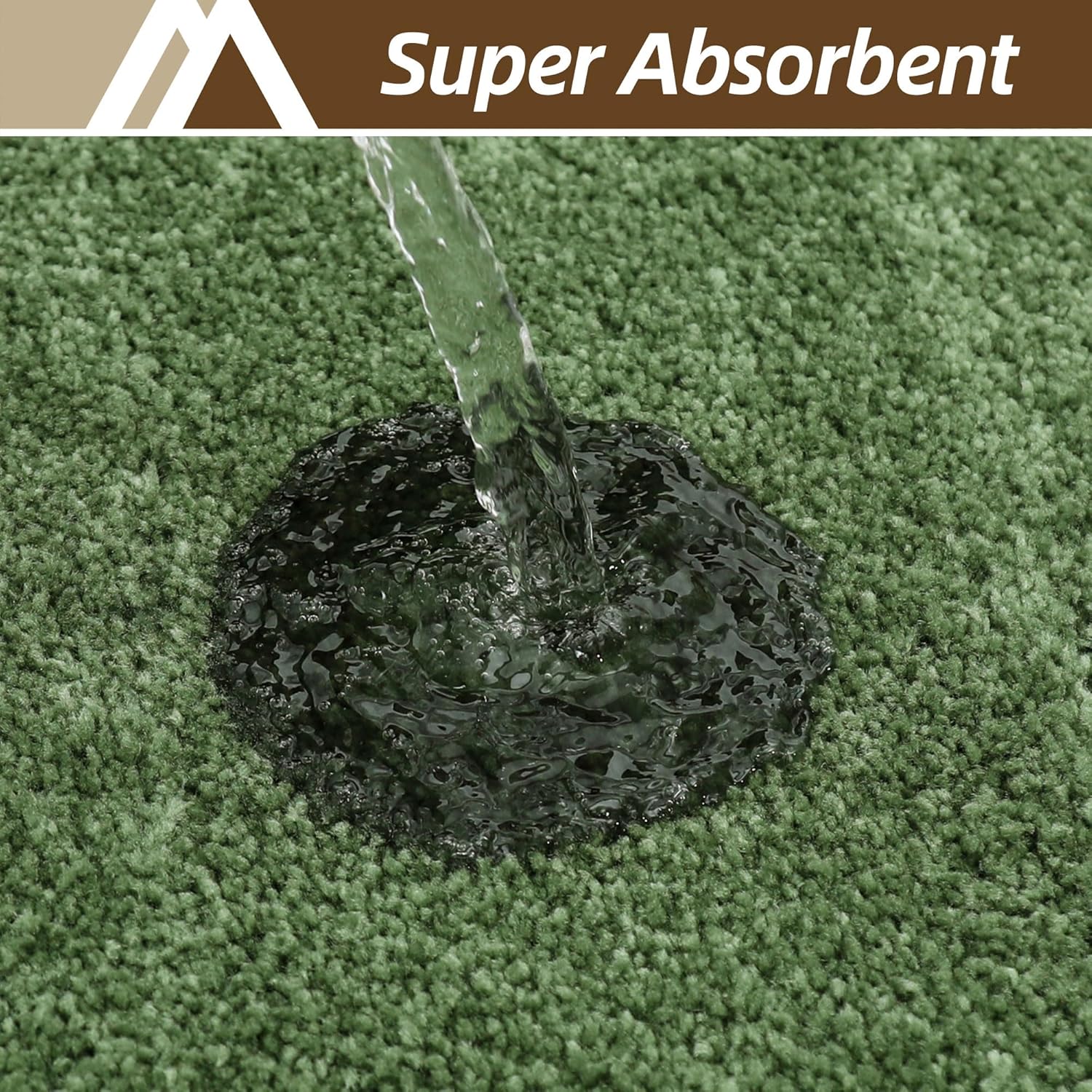 COSY HOMEER Extra Thick Bath Rugs for Bathroom - Anti-Slip Bath Mats Soft Plush Yarn Shaggy 100% Strong Mirco Polyeste Mat Living Room Bedroom Mat Floor Water Absorbent(Green,16x24 - Inches) - Image 2