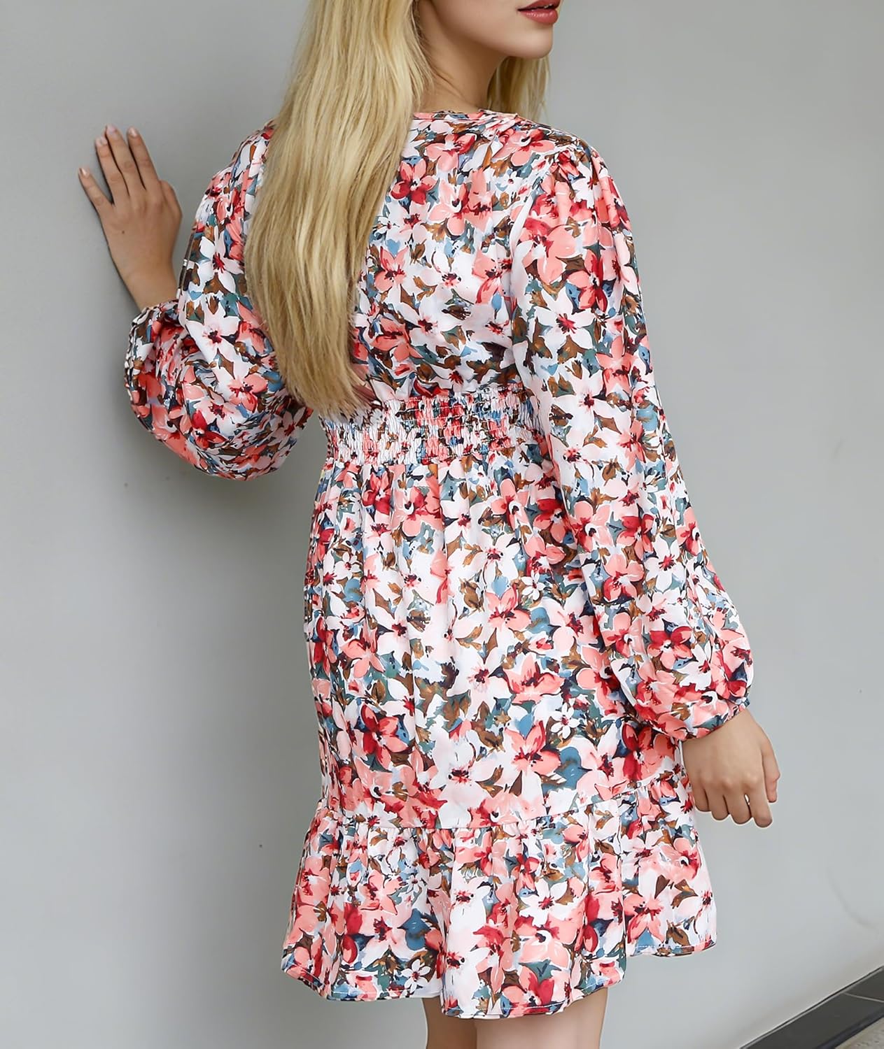 2025 Boho Floral Dresses Long Sleeve Dress for Women V Neck Sundress Casual Dress for Women Outing & Daily - Image 2