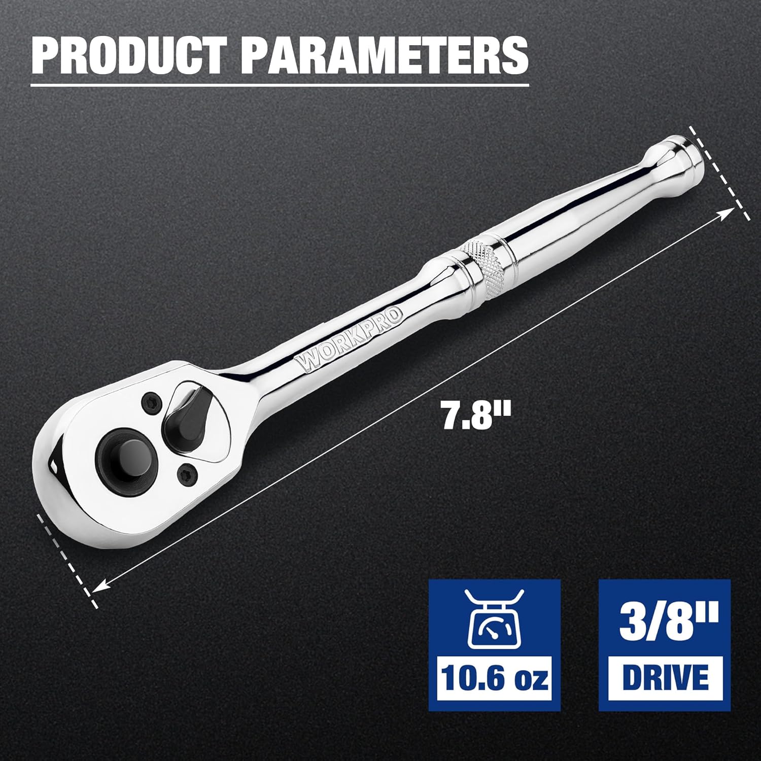 WORKPRO 3/8-Inch Drive Ratchet & 3/8" Drive Crowfoot Wrench Set, 13 Pcs Metric Crows Foot Wrench Set with 2 Extension Bars
