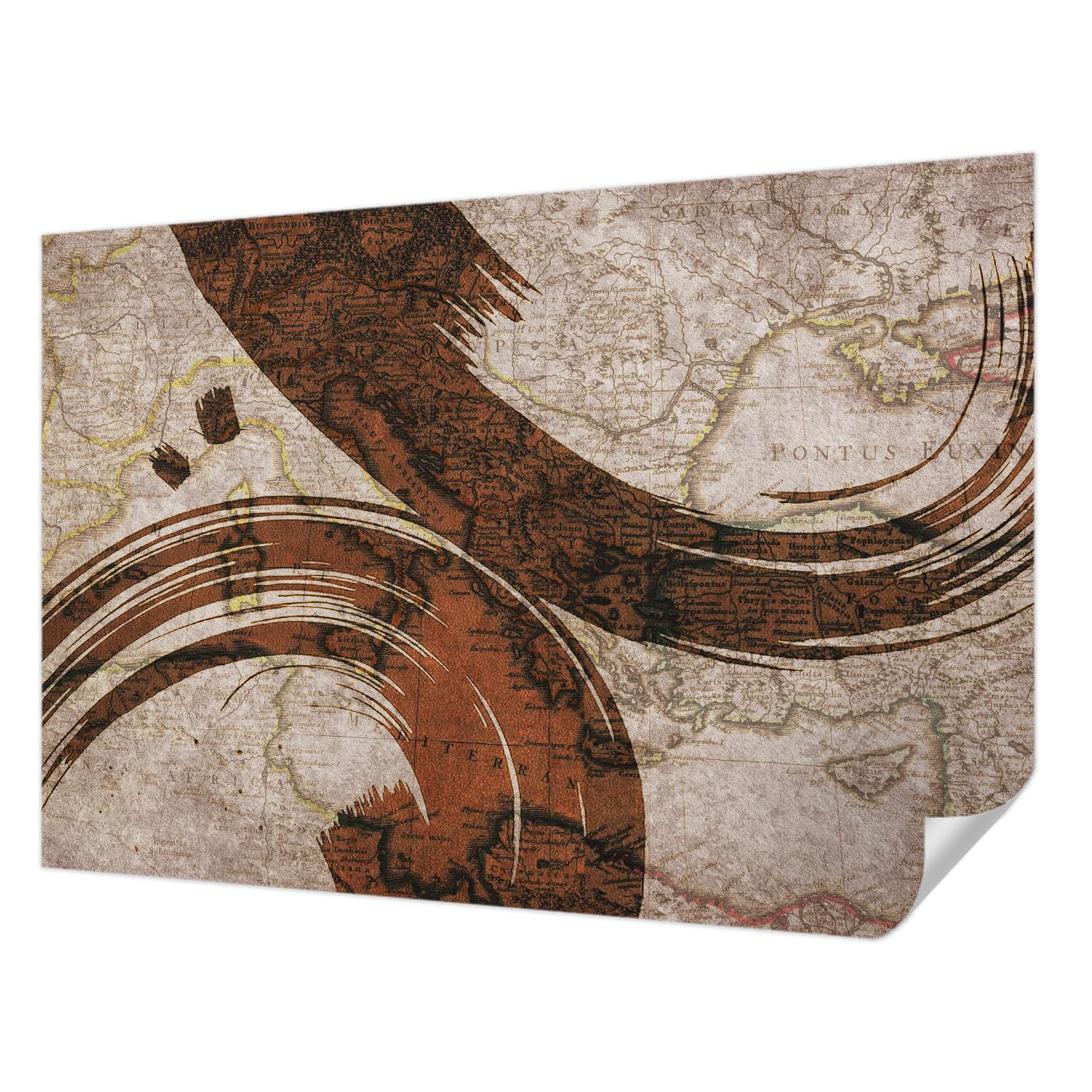 Fotomural autoadhesivo para proteger paredes de manchas con mapa de 152x104 cm