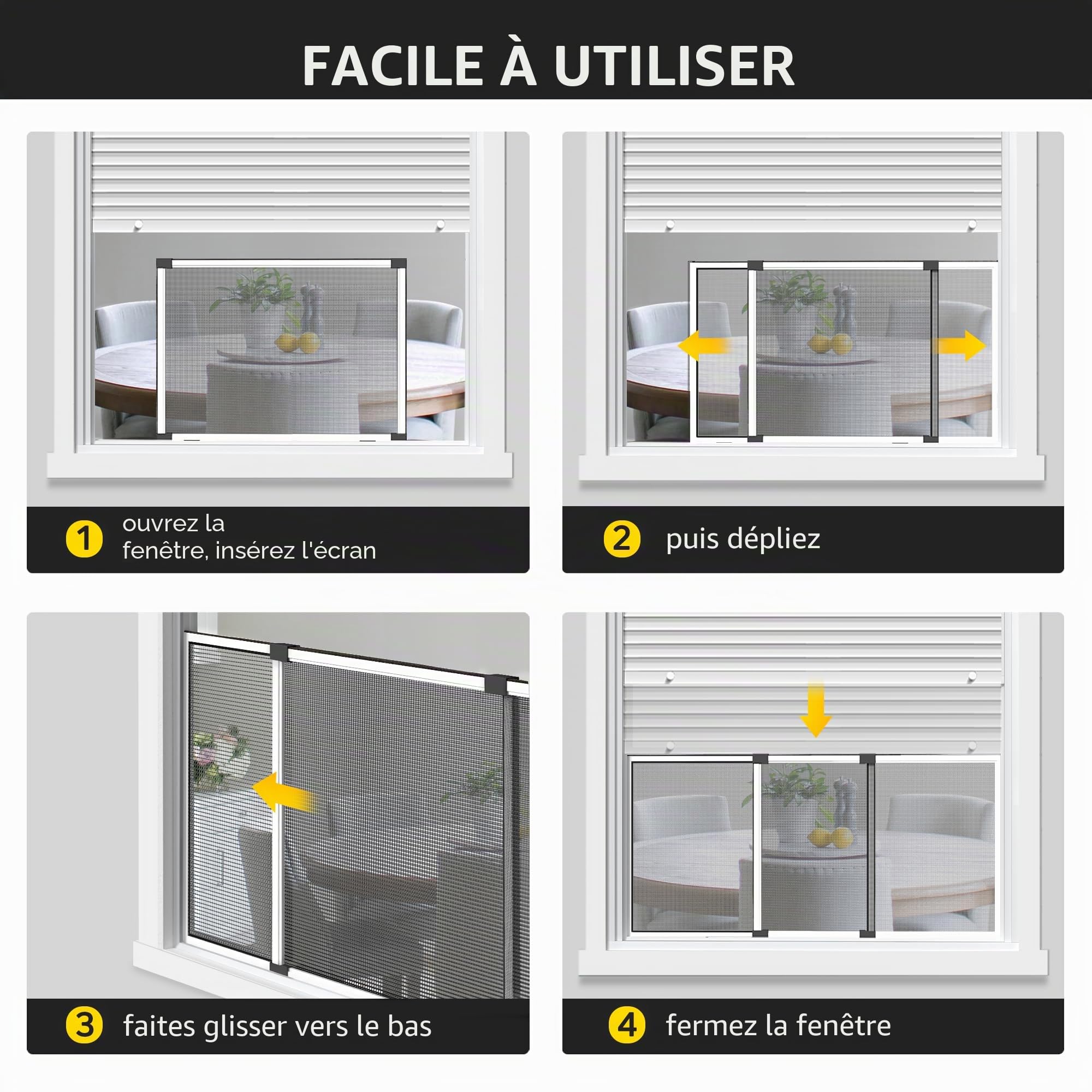 jarolift Cadre Moustiquaire Coulissant Sans Percer Pour Fenêtres Portes Avec Volet Roulant, En Aluminium, 75 x 50 cm (extensible jusqu'à 142 cm), Blanc