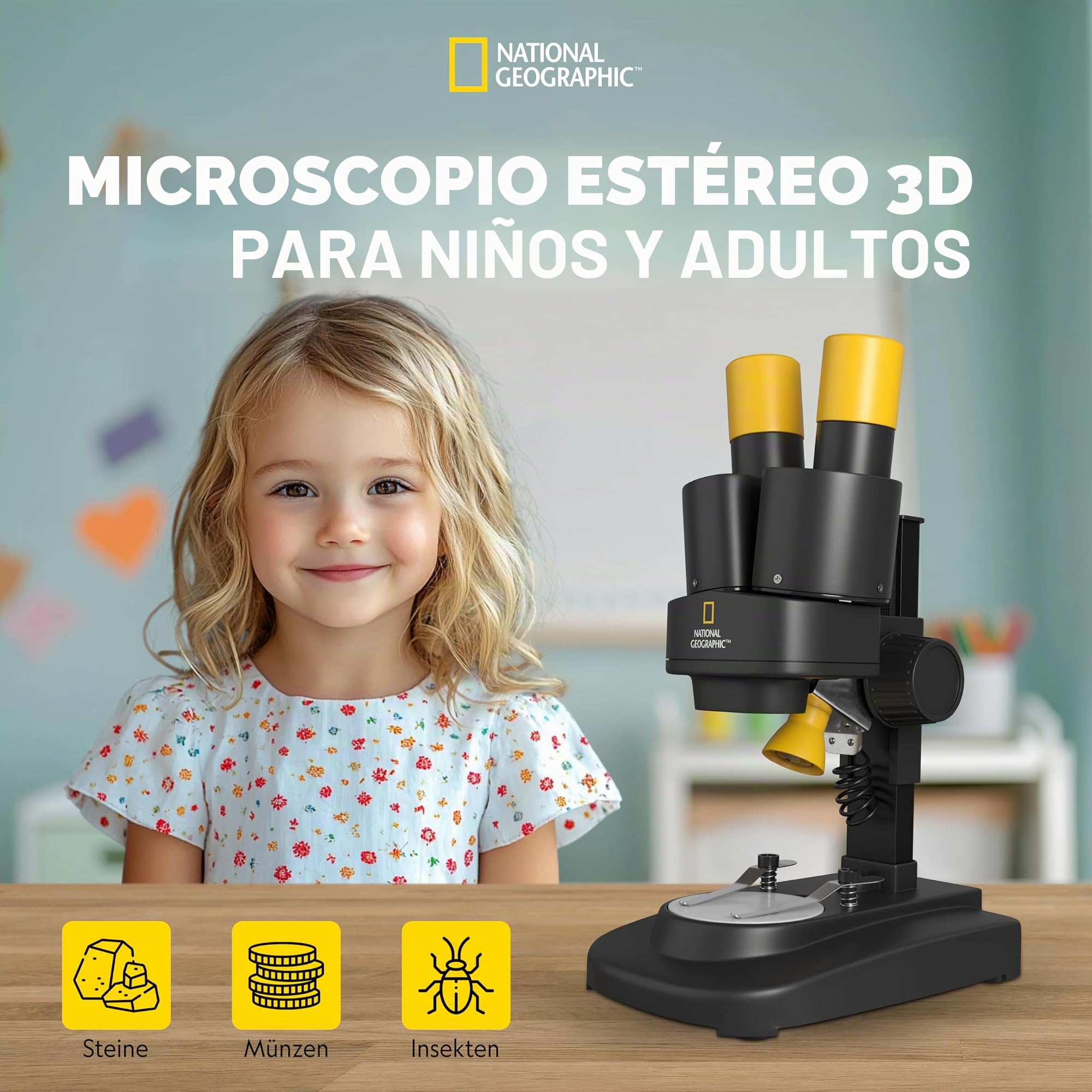 Bresser ​National Geographic 9119000 Microscopio Estéreo 20x, Negro