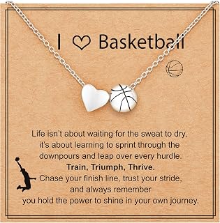 Softball/Soccer/Volleyball/Basketball Necklace for Girls Women, Sports Accessories Jewelry Christmas Gift for Lovers 16+3 Inches