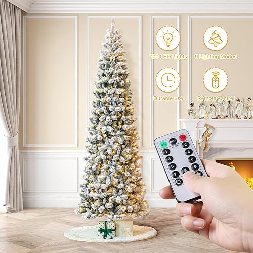 Miniatura 2 de Glitzhome Árbol de Navidad de abeto artificial preiluminado de 11 pies con 950 luces, árbol de Navidad grande con luces blancas cálidas para