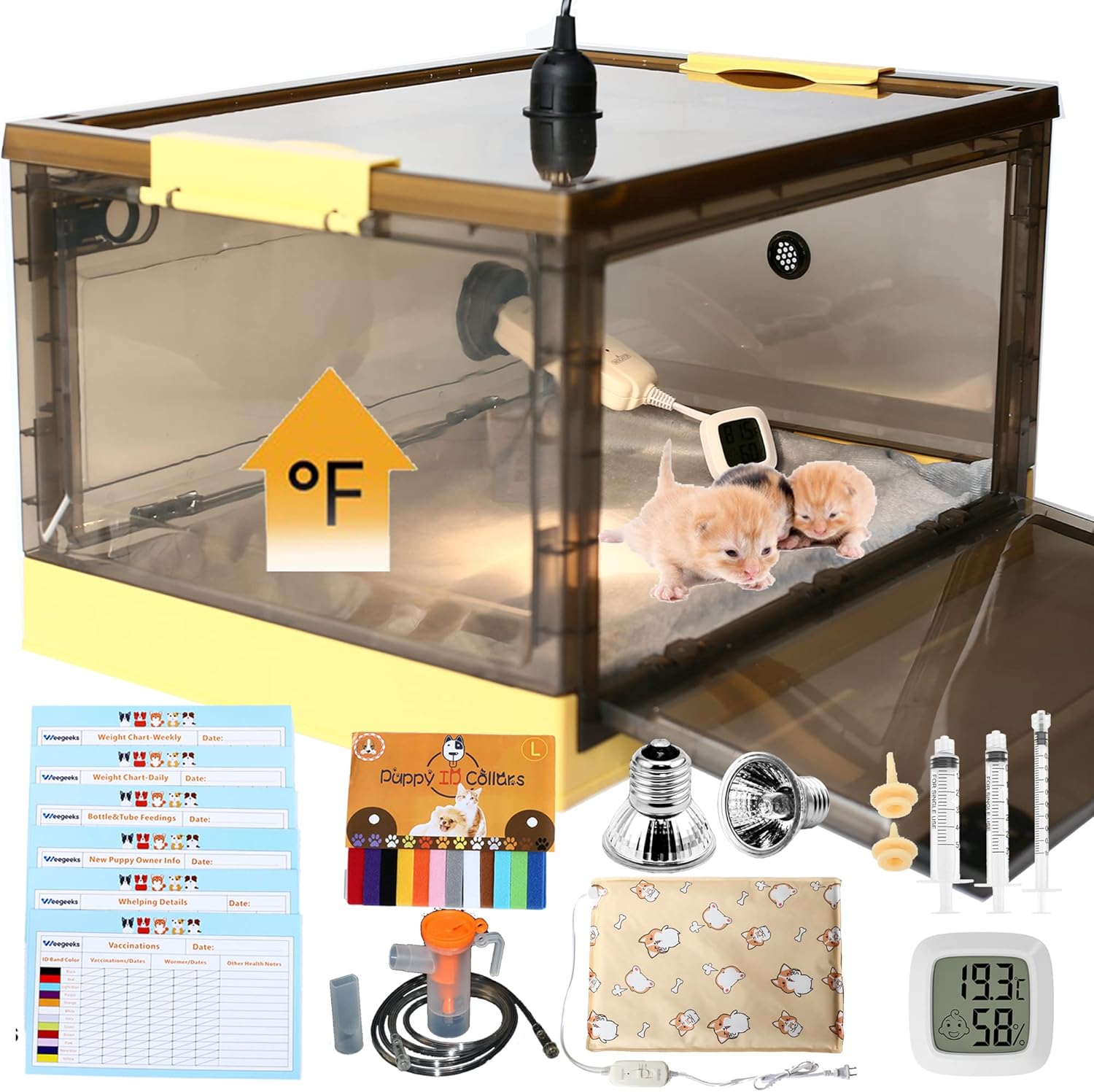 Incubator for Puppies and Kittens, Nebulized Oxygen