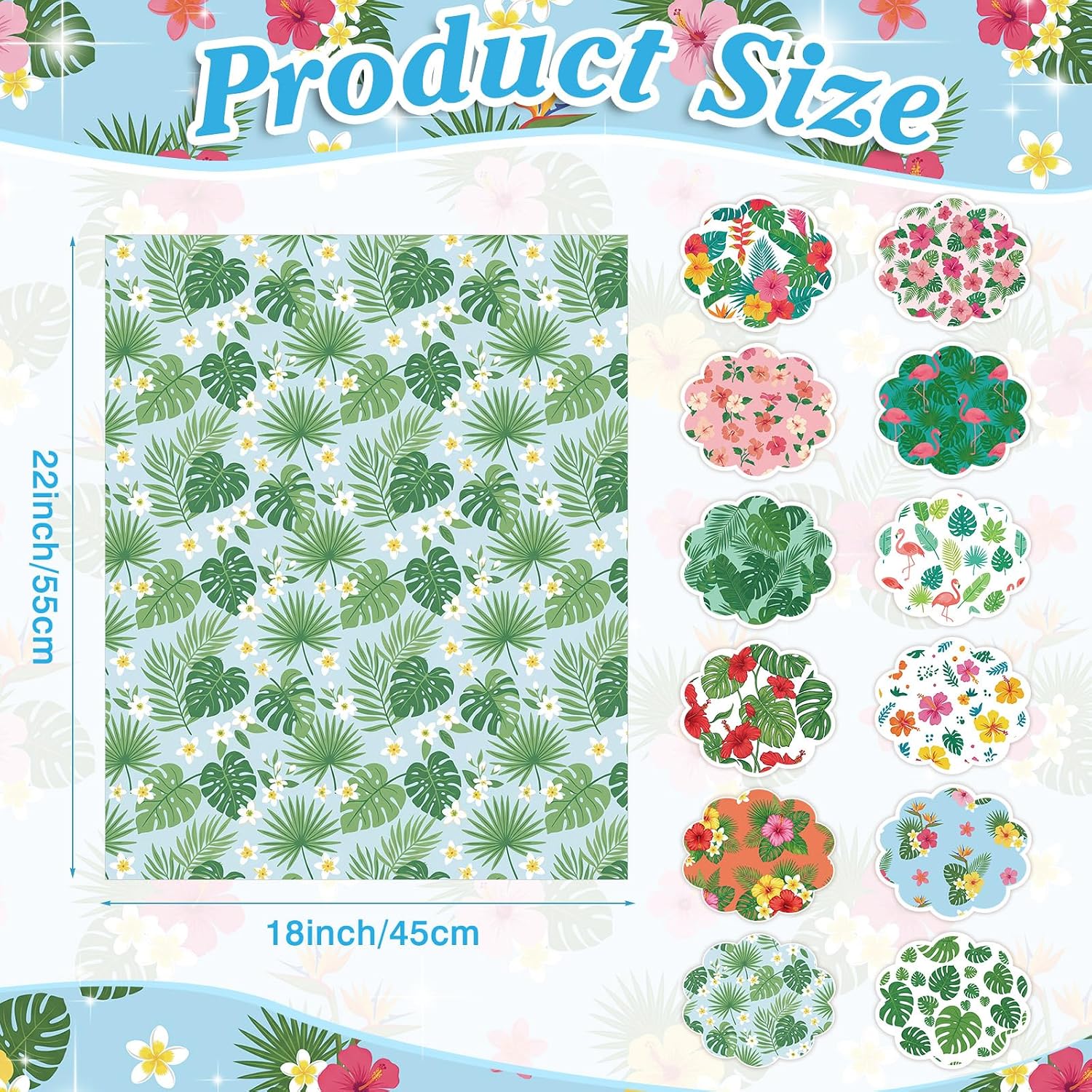 Tegeme 12 Pcs Summer Fabric Bundles, 18 x 22 Inch Hawaiian Fat Quarters, Tropical Theme Quilting Sewing Fabric for DIY Handmade Craft Home Decoration Summer Party Supplies