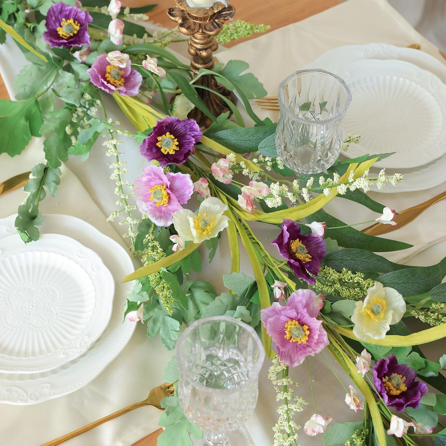 Mizii Purple Artificial Flower Garland 6FT Fake Poppy Floral Garland Hanging Vines Spring Summer Flowers Decorations for Mantle Table Centerpieces Room Wall Fireplace Wedding Decor (Purple) - Image 7