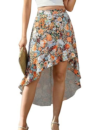 ANRILITA Long Skirts for Women Summer Trendy Flowy Elastic Waist