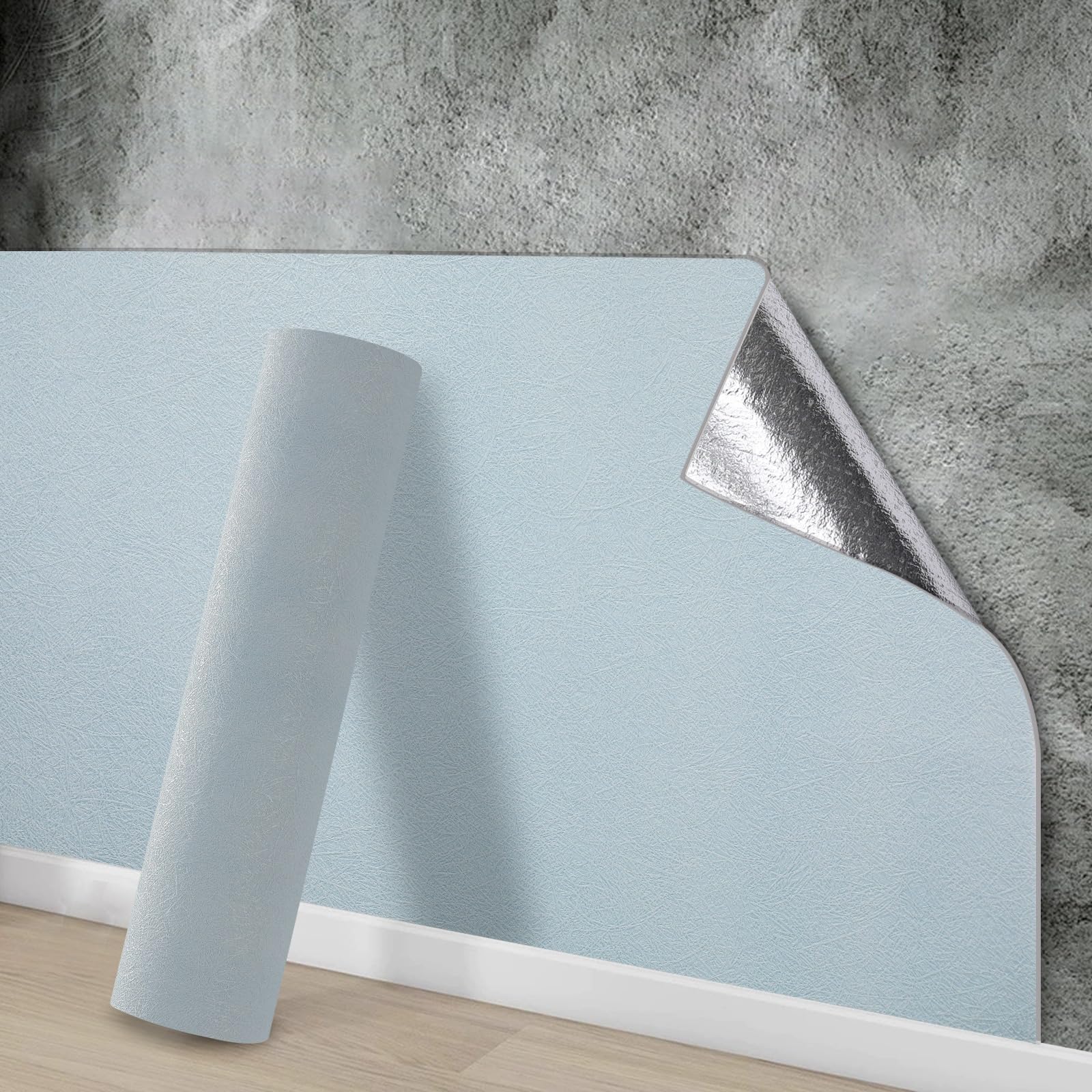Snewvie Blue Self Adhesive Wallpaper,Thermal Wallpaper Self Adhesive 5 Rolls 50 * 280cm 3mm Thicken Peel and Stick Textured Thermal Insulation Wall Paper for Ceilings Kitchen Bedroom Living Room