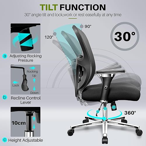 Miniatura 5 de Silla de oficina grande y alta, 500 libras, silla de escritorio ergonómica de malla resistente para personas pesadas, silla de computadora con
