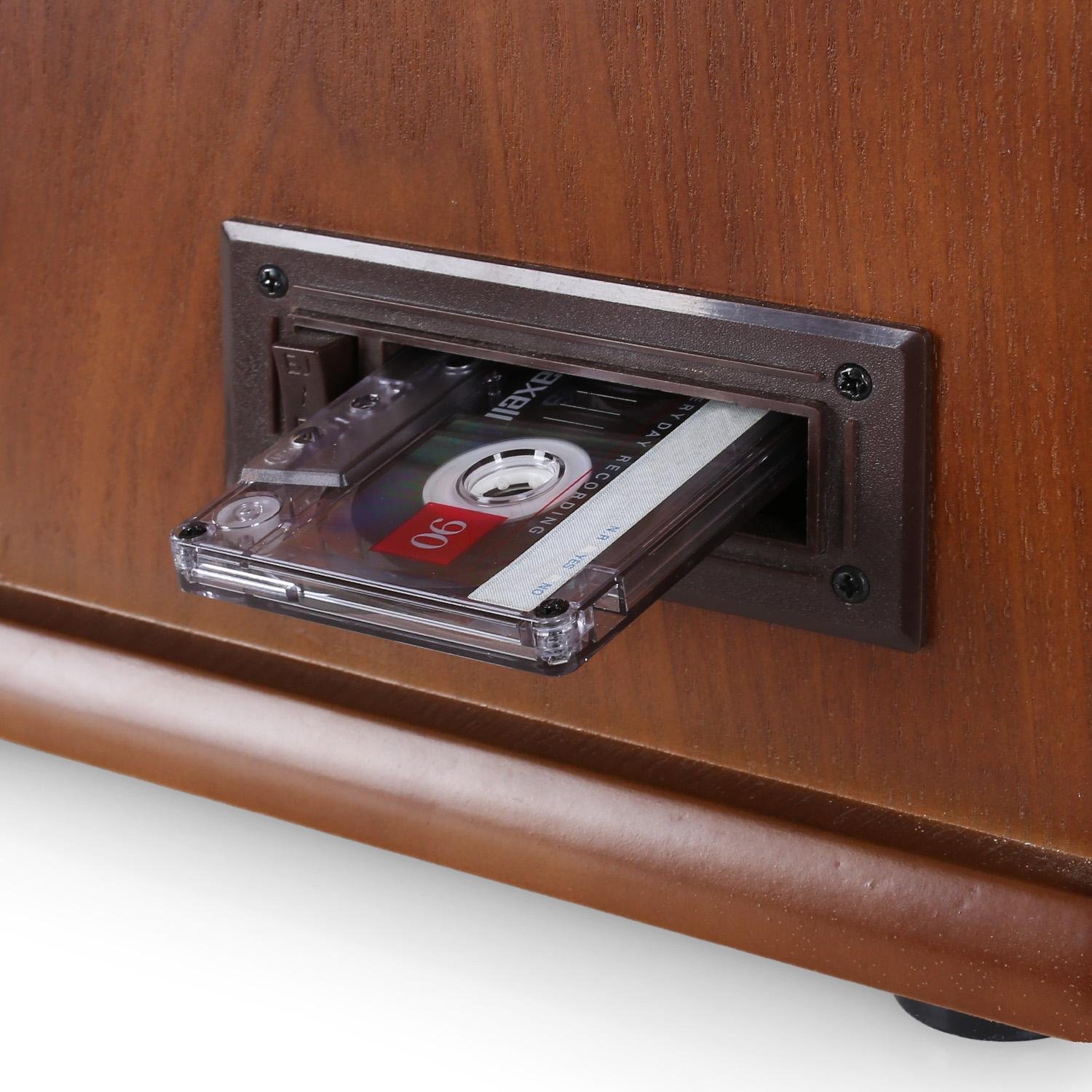 Auna Platine Vinyle Tourne-disques Audio 33 Tours, Lecteur CD et USB Avec Haut-parleur, Chaîne HiFi en Bois, Vintage, 3 Vitesses