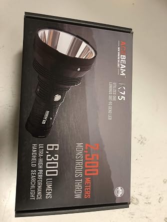 ضوء بحث Acebeam K75 Long Throw - 6300 لومن ، 2500 متر رمي ، تغليف المصنع الأصلي ، البطارية غير مدرجة