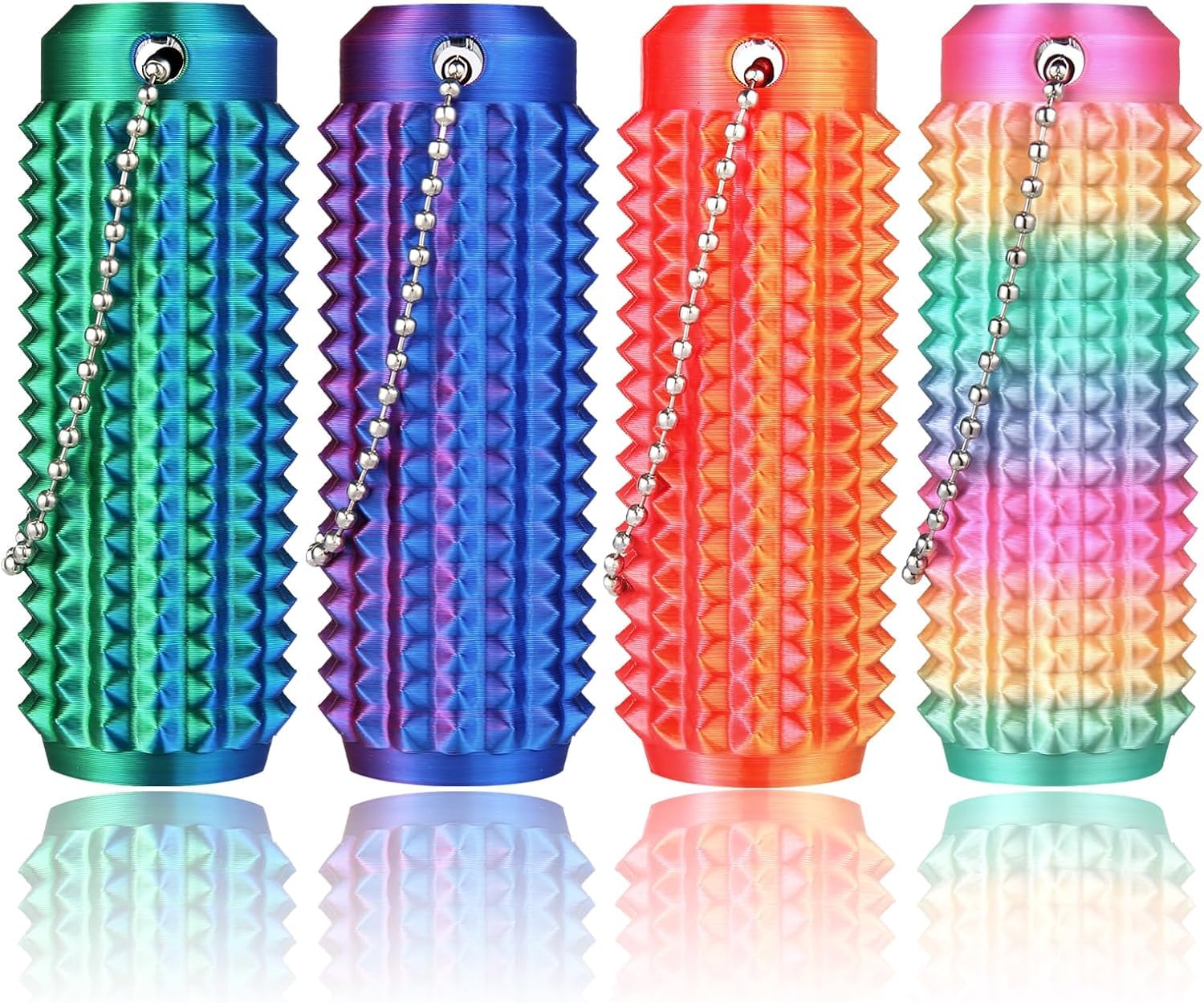 Little Ouchies Pain Fidget (4PCS), Pain Stim Fidget Toy for Adults & Teens, 3D Printed Spiky Grippie Stim Keychain, Sensory Toy for Stress Relief & Focus, Office Workers Novelty Gifts for Men (Laser)