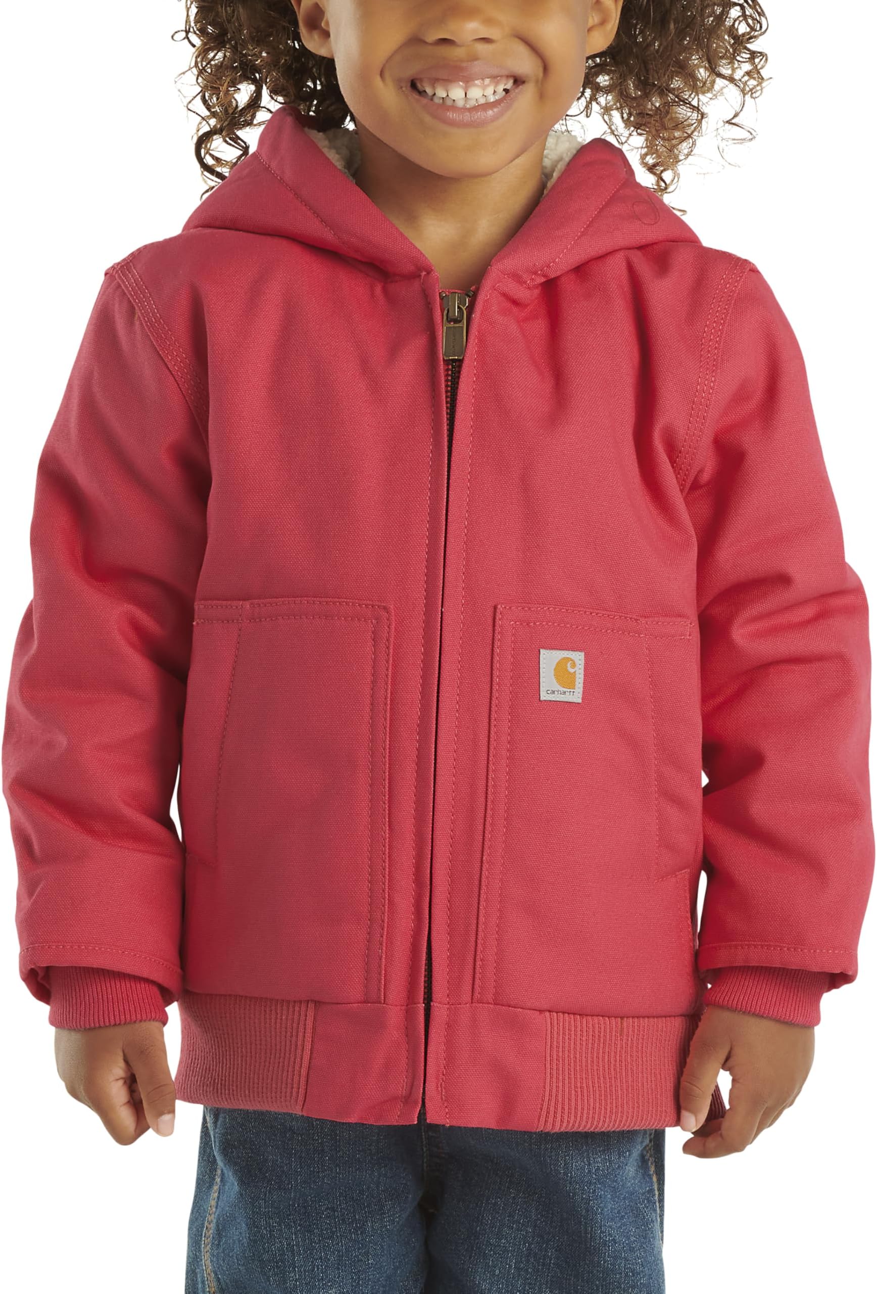 Girls' Zip Front Canvas Insulated Hooded Active Jacket