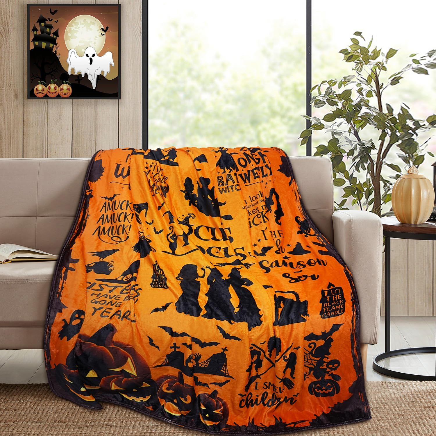 Metawu Witch Blanket Halloween Throw Blankets for Women Witch Flannel Fleece Blankets for Couch Sofa Bed Chair Decor Halloween Decorations Blanket 50x60in - Image 5